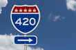 420 message with cannabis leaves on a sign