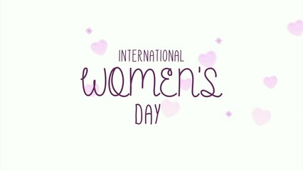 Poster - happy womens day lettering with hearts