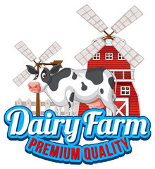 Sticker - A cow with a Dairy farm label