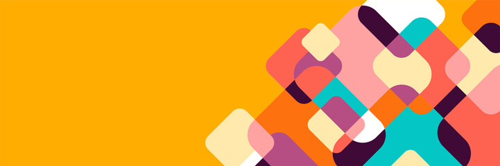 Wall Mural - rounded rectangle abstract orange colorful memphis wide banner design background. modern abstract ge