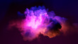 canvas print picture 3d render, bright light inside the stormy cloud on the dark sky, neon background