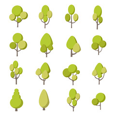 Wall Mural - Collection of trees. tree set isolated on white background. vector illustration.