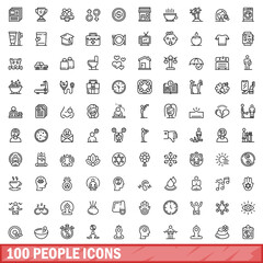 100 people icons set. outline illustration of 100 people icons vector set isolated on white backgrou