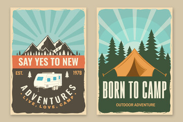 Wall Mural - set of camping retro posters. vector illustration. concept for shirt or logo, print, stamp or tee. v