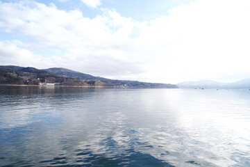 Wall Mural - The view of Yamanaka lake in the morning.