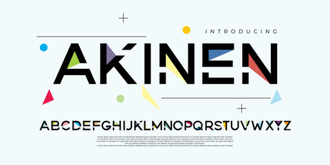 Color Modern Alphabet Font Minimalist Creative Logo Design Template