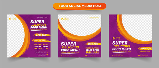 Wall Mural - collection of delicious restaurant promotion food menu for social media ideas post square flyer bann
