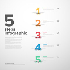 Poster - vector progress five vertical steps template