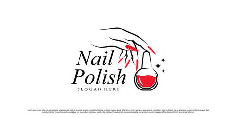 Wall Mural - Nail polish or nail studio logo design for beauty salon with unique modern concept Premium Vector