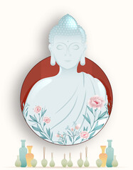 Poster - Happy Vesak Day Creative Concept for Card or Banner