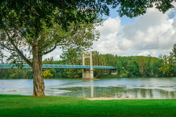 Bridge over the Garona river in Auvillar. France.