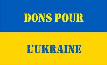 Inscription Don Pour L'Ukraine En Français Sur Le Drapeau Ukrainien