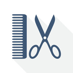 Aufkleber - Simple editable barber vector icon, flat design hair salon concept illustration easy to edit