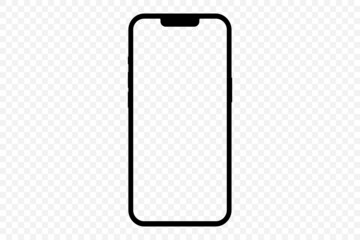 App demonstration mockup. Realistic mobile phone  frame only, mockup with transparent screen, cellphone app template. Isolated stock vector