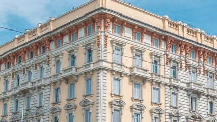 Wall Mural - A street view of beautiful historic landmark - Palazzo Luraschi near Porta Venezia timelapse