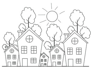 Wall Mural - Easy Simple house Coloring page. modern House line art design. line art 