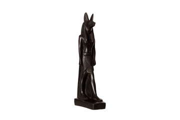 Poster - stone figurine of egyptian god Anubis with jackal head isolated on white background