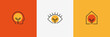 Creative logo set with human head, eye, house icon and a light bulb as an idea symbol. 