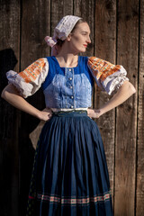 Woman dressed in slovak folk dress 