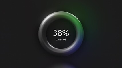 Poster - Download, upload, loading process, percent, hi tech digital technologies. Motion. Pulsating ring isolated on a black background.