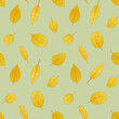 Seamless pattern with textured gold leaves