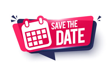 Fototapete - Save The Date Label With Calendar Icon