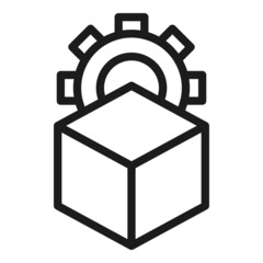 Poster - Edit cube gear icon outline vector. Scale digital. Tool data