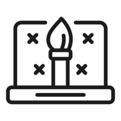 Poster - Laptop digital pencil icon outline vector. Edit tool. Stroke data