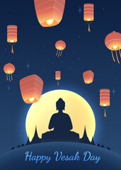 Sticker - Happy Vesak Day Creative Concept for Card or Banner