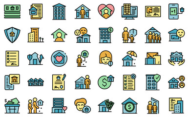 Poster - Social housing icon outline vector. Home work. Safe house