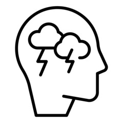 Sticker - Mind thunderstorm icon outline vector. Mental brain. Health training