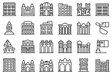 Canvas Print - Malta icons set outline vector. Architecture building. Landmark skyline