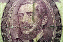 A Portrait Of The Former Minister Of Finance Of Hungary Kossuth Lajos From The Obverse Side Of 100 One Hundred Forint Banknote Currency 1984 By Magyar Bank, Old Hungarian Money, Vintage Retro
