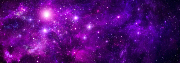 Wall Mural - deep space purple nebula with bright stars