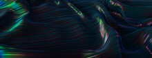 Colorful Surface With Undulations And Swirls. Black Wavy Banner.