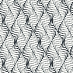 Wall Mural - Vector pattern with geometric waves. Endless stylish texture. Ripple monochrome background repeating linear in different size on each object. Pattern is on swatches panel