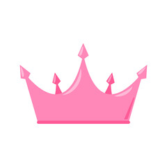 Wall Mural - Princess Pink Crown Icon in Flat Style Isolated on white Background Illustration