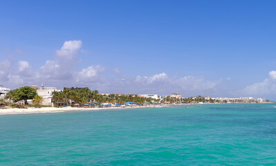 Wall Mural - Mexico scenic beaches playas and hotels of Playa del Carmen, a popular tourism vacation destination.