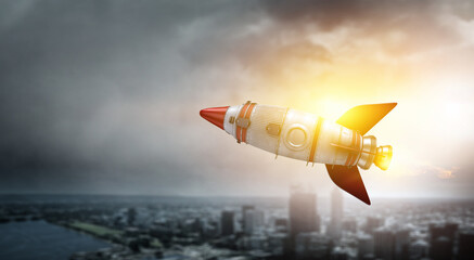 Wall Mural - Rocket space ship . Mixed media