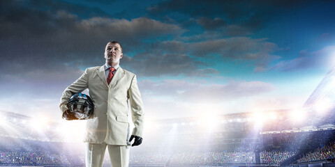 Poster - Businessman acting as american football players