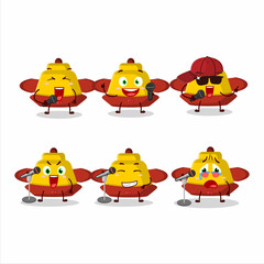 Sticker - A Cute Cartoon design concept of yellow chinese hat singing a famous song