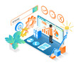 © Husign - Isometric style illustration of seo data analysis