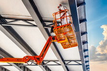 Civil Engineer Inspection Under Bridge Construction By Car Lift At Sydney City, Australia