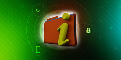 Poster - 3d rendering folder with documents