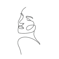 Woman face single line art 