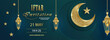 Iftar invitation card for Ramadan Kareem on Islamic background with crescent moon and gold pattern on paper color background for event and party
