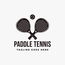 Vintage Paddle Tennis Logo Icon Vector On White Background