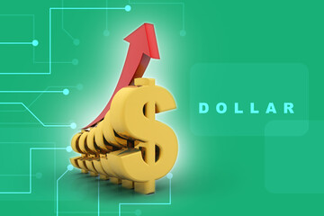 Wall Mural - 3d render Dollar rises arrow
