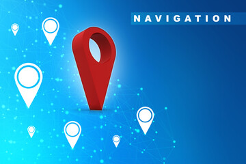 Fototapete - 3d rendering Red map pointer
