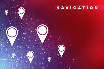 Fototapete - 2d rendering Red map pointer
